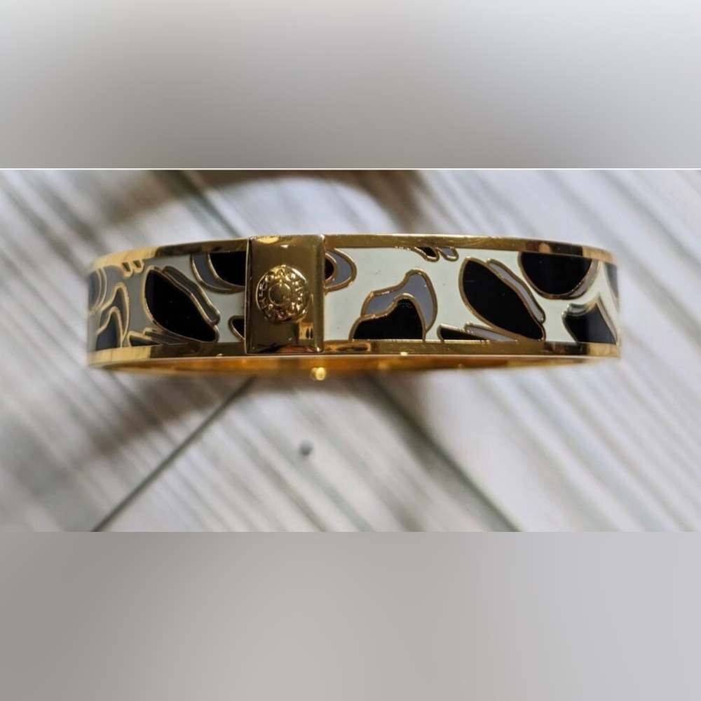Coach Animal Geometric Print Gold Plated Bangle